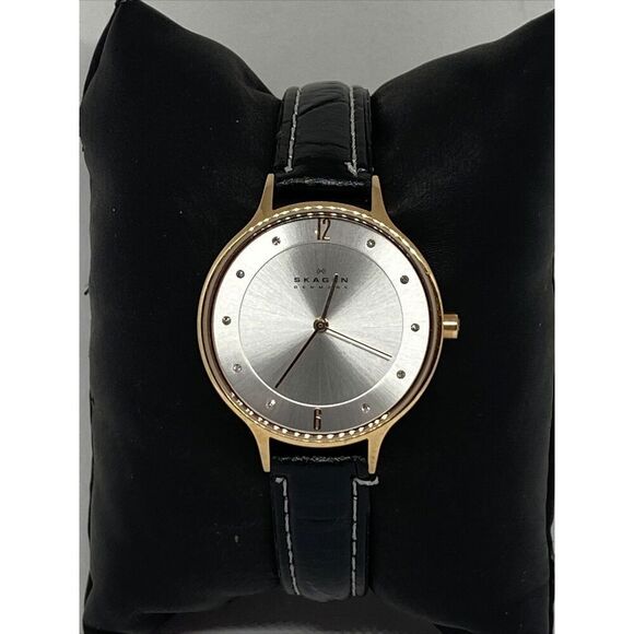 Skagen Anita SKW1072 Women\'s Black Leather Analog Dial Quartz Wrist Watch JK589 main image 6